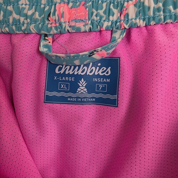 Chubbies Men's 7" Swim Trunks Blue Pink Flamingo Beach Summer Size XL - Picture 5 of 13
